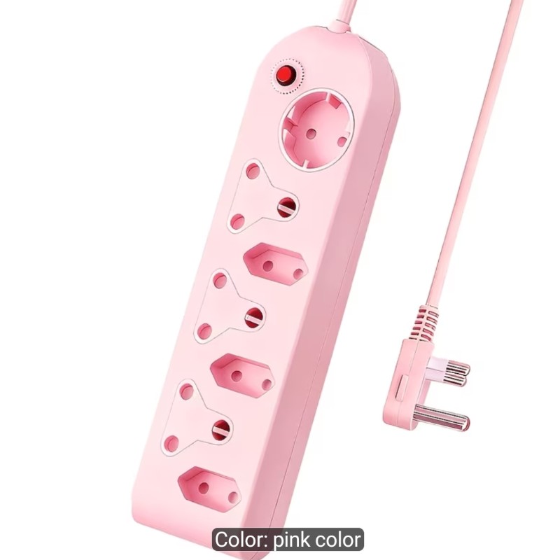 South Africa Multi-plug Adapter, 7-way Multi-plug Power Strip, 1 X 16 Volt Socket, 3 X 16 Amp Sockets, 3 X 5 Amp Sockets (with Reset Button), 70cm, Lo