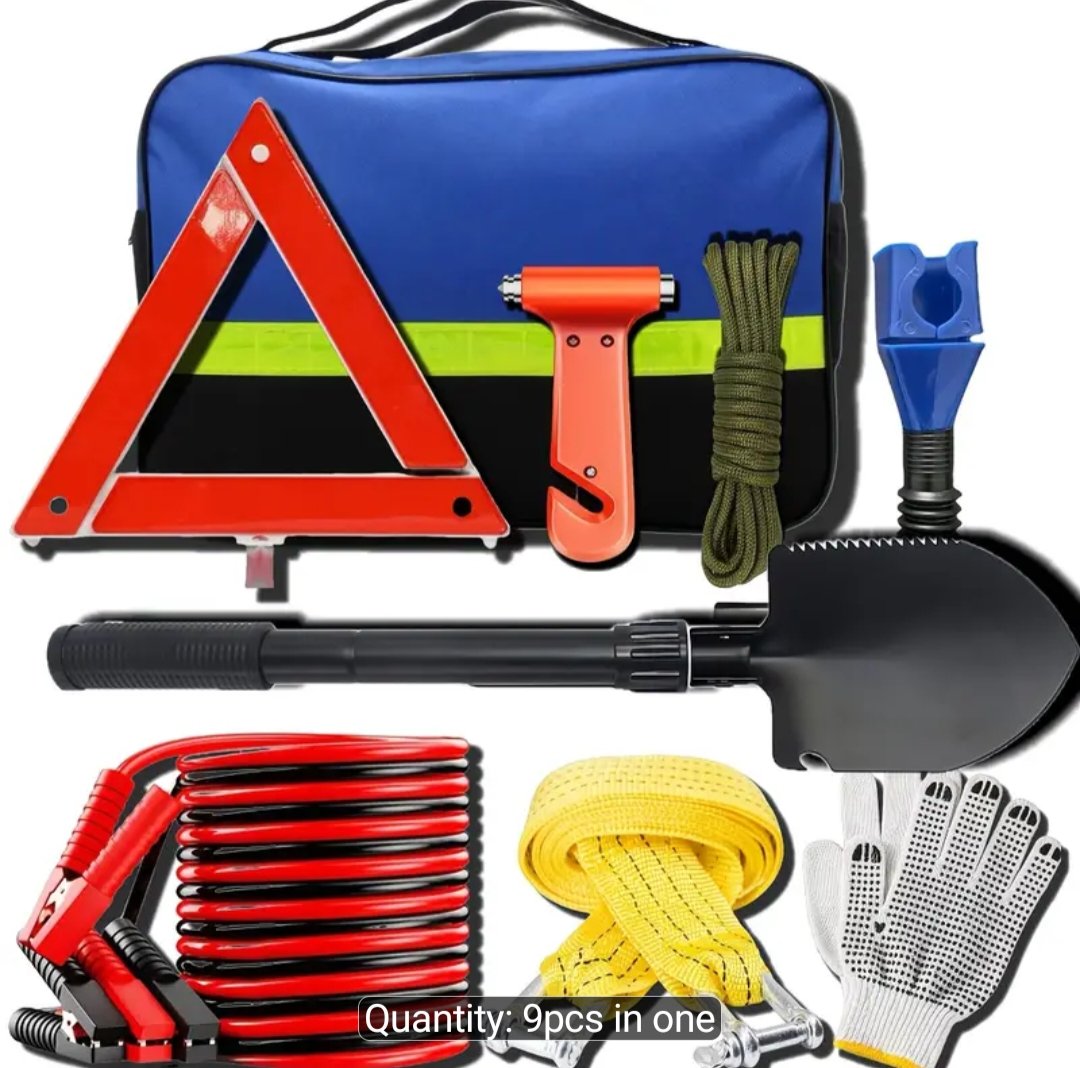 9pcs All-In-1 Car Emergency Rescue Tool Kit Set